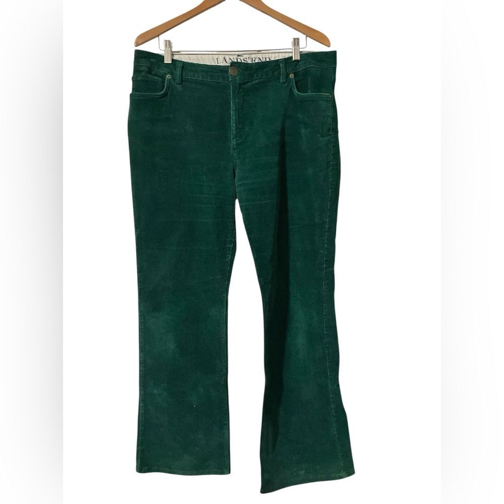 Lands End Green Corduroys Size 14 Boot Leg Spring St Patrick’s Day Colorful Cute